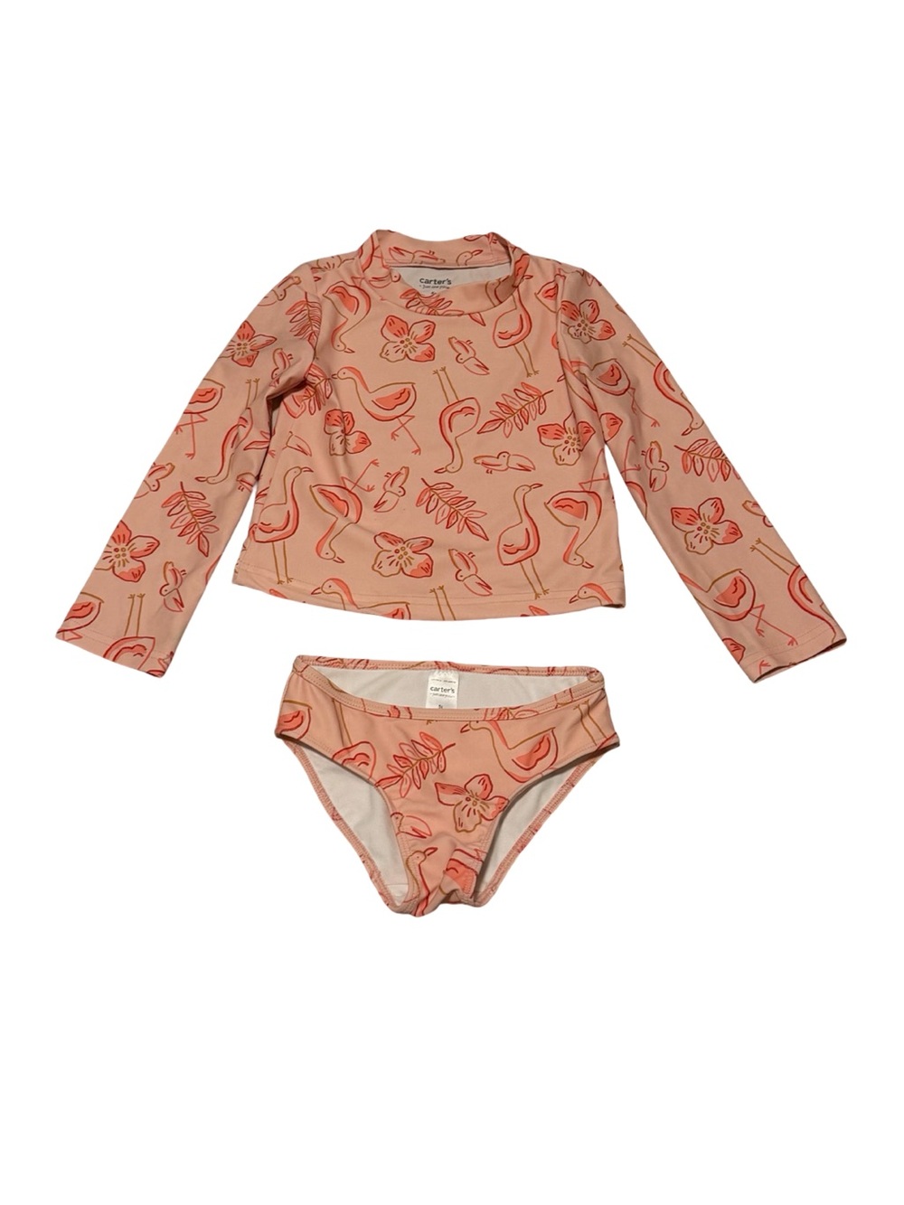 Carter’s Just One You Girls 2 Piece Flamingo Floral Swimsuit Pink 5T